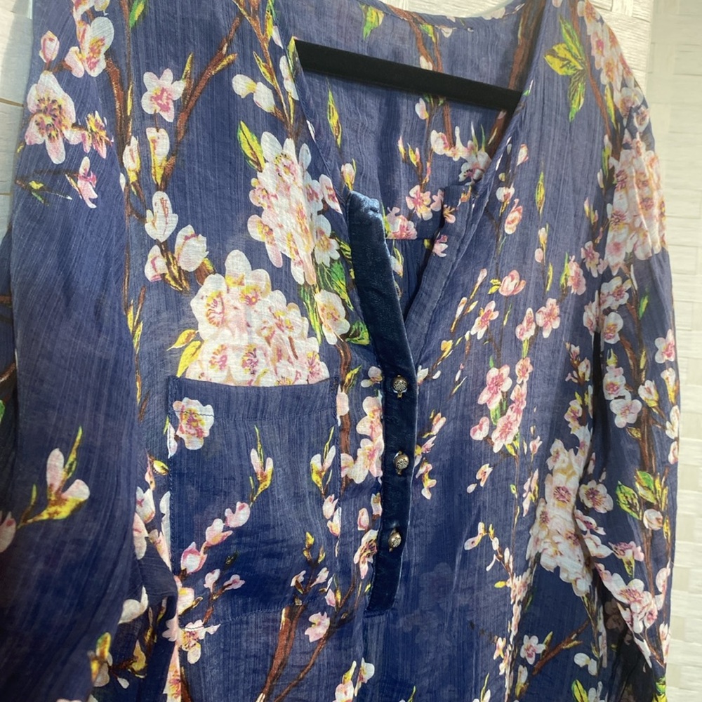 Soft Surroundings Adele Cherry Blossom/Plaid Oversized Tunic See Measurements - Picture 8 of 14